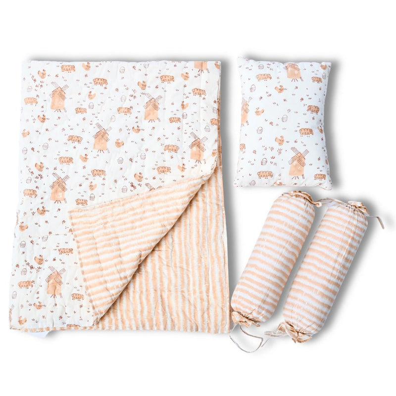 Mini Cot Set with Quilt- Farmland | Verified Sustainable Bedding on Brown Living™