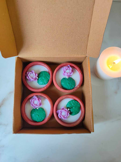 Mini Lotus Pond Soy Wax Candles Set of 4 – Mauve Decorative Candles – Candles & Fragrances on Brown Living™. SKU: MLP001 - MLP003. Img 4.