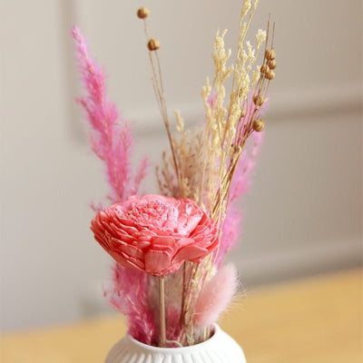 Mini Snow White Ceramic Vase with Dried Aroma Bunch – Vases on Brown Living™. SKU: 299. Img 2.