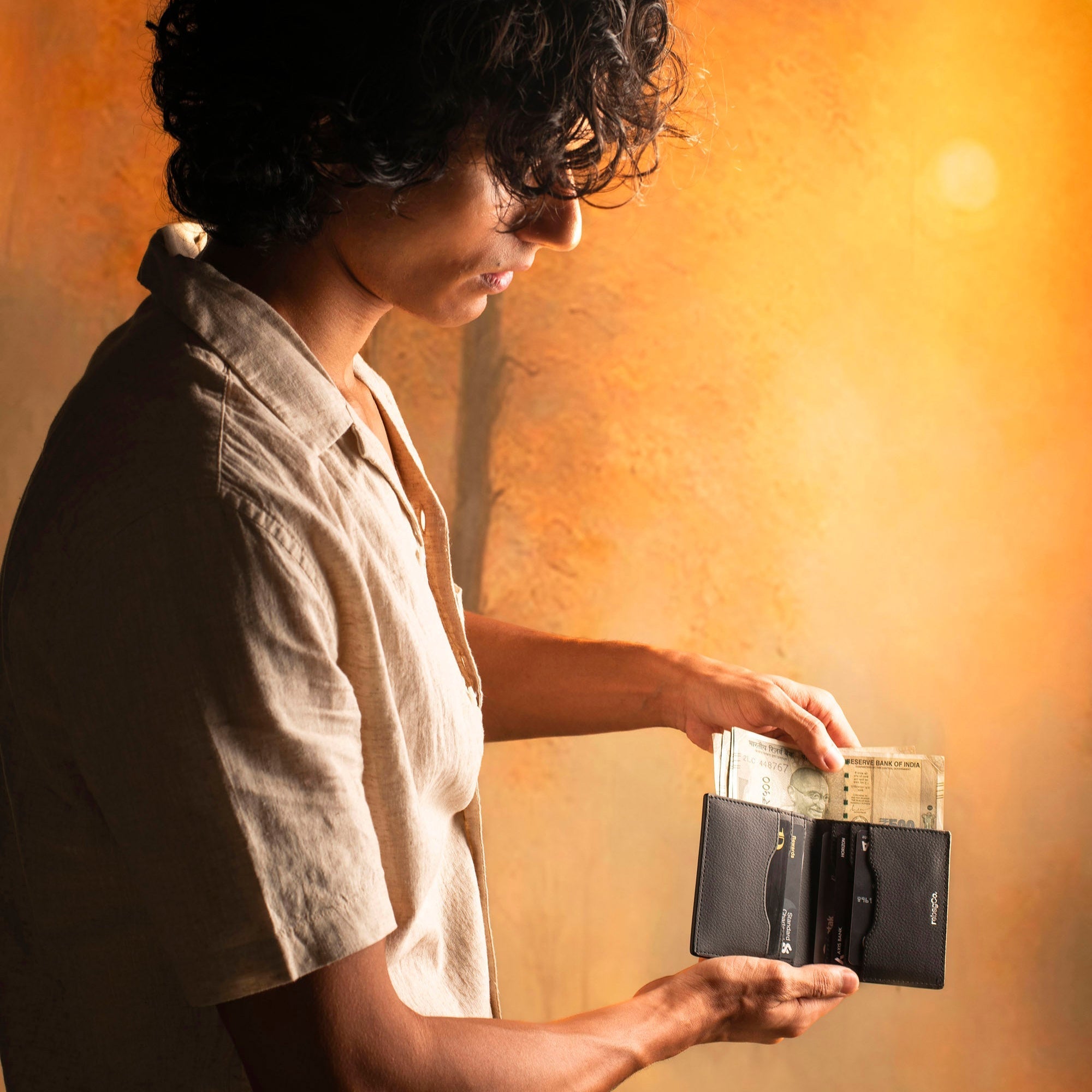 Minimal Handmade Slim Wallet for Everyday Use – Wallet on Brown Living™. SKU: BL-WAL-BRN-004. Img 3.