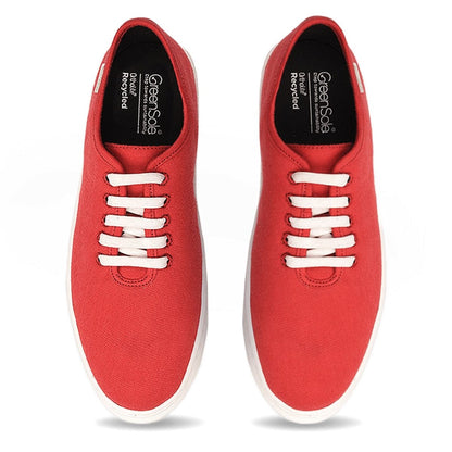 Minimal Red Mens Sneaker Lace Up | Verified Sustainable by Brown Living™