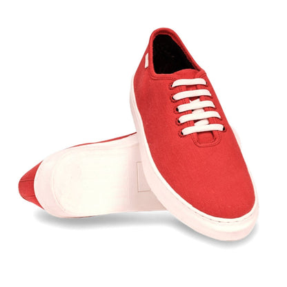 Minimal Red Mens Sneaker Lace Up | Verified Sustainable by Brown Living™