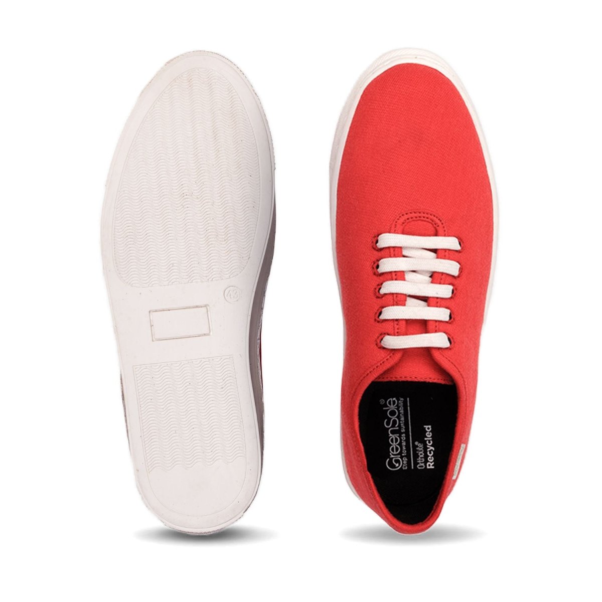 Minimal Red Mens Sneaker Lace Up | Verified Sustainable by Brown Living™