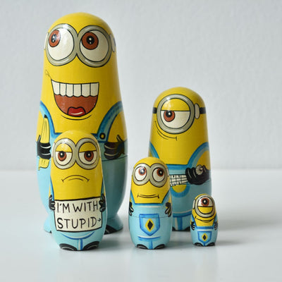 Minion Nesting Doll | Handcrafted Stackable Toy – Wooden Toys on Brown Living™. SKU: CD-DIY-MI. Img 1.