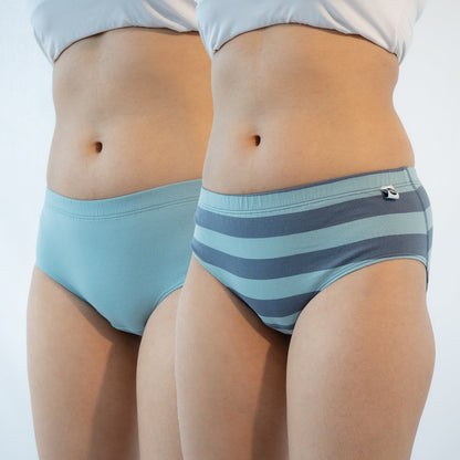 Mint & Ice Cotton Hipsters – Pack of 2 – Womens Accessories on Brown Living™. SKU: 003BAsky - NavyXS. Img 1.