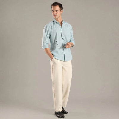 Mint Stripe Organic Cotton Full Sleeve Men’s Shirt – Mens Shirt on Brown Living™. SKU: CS-GR-F-S. Img 3.