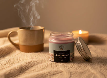 Minty Lavender Body Butter 100g to Refresh your Skin – Body Butter on Brown Living™. SKU: 231 - 09492 - BB - ML - 01. Img 4.