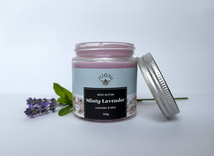 Minty Lavender Body Butter 100g to Refresh your Skin – Body Butter on Brown Living™. SKU: 231 - 09492 - BB - ML - 01. Img 3.
