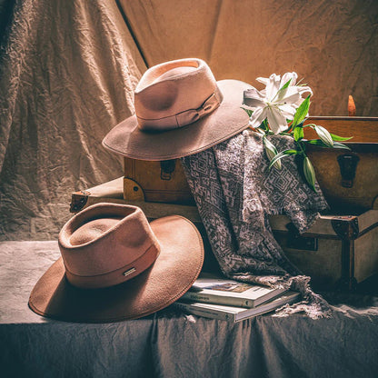 Mirage Fedora Hat | Classic Structured Fedora For Travel & Everyday St – Womens Hat on Brown Living™. SKU: MBNL006007. Img 1.