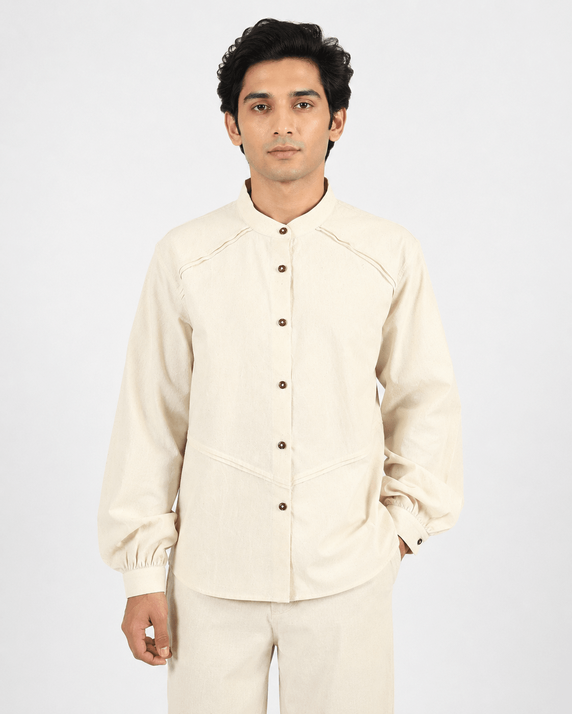 Mirror Tuck Shirt – Contemporary Tucked Detail Shirt for Modern Style – Womens Shirt on Brown Living™. SKU: ACB2026010. Img 6.
