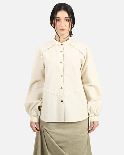 Mirror Tuck Shirt – Contemporary Tucked Detail Shirt for Modern Style – Womens Shirt on Brown Living™. SKU: ACB2026010. Img 4.