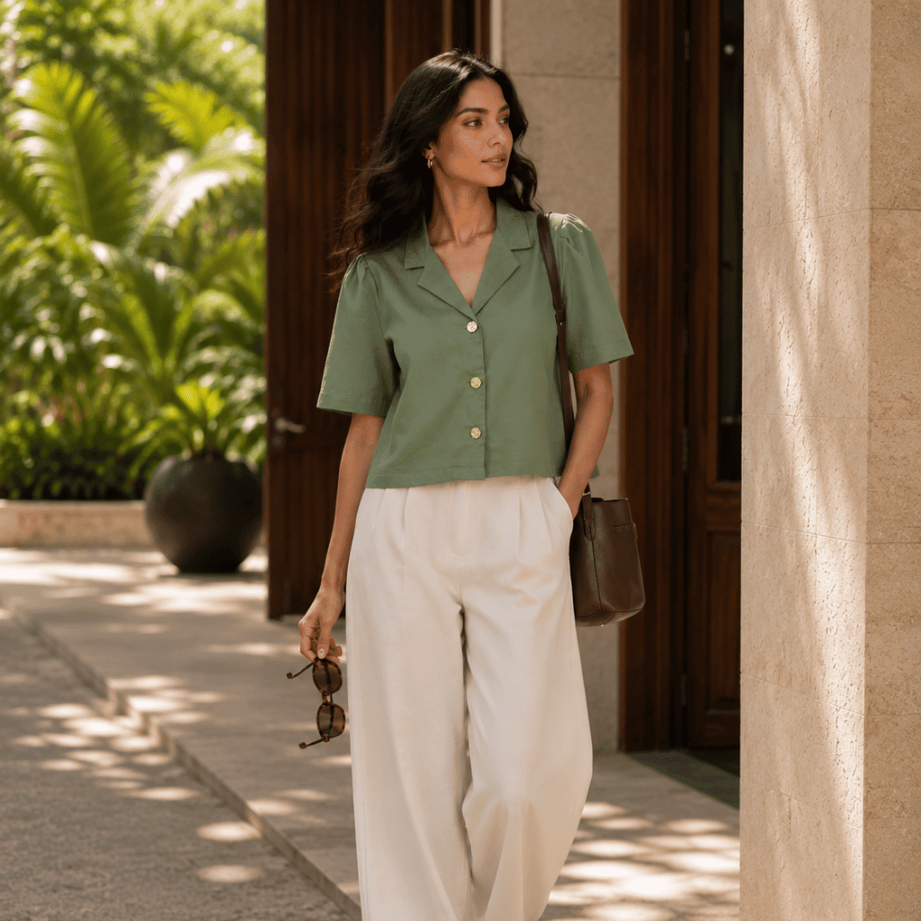 Mistletoe | Hemp Cotton Sustainable Box Shirt | Women – Womens Shirt on Brown Living™. SKU: Mistletoe-XS. Img 9.