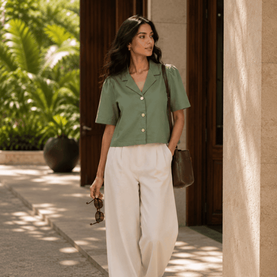 Mistletoe | Hemp Cotton Sustainable Box Shirt | Women – Womens Shirt on Brown Living™. SKU: Mistletoe-XS. Img 9.