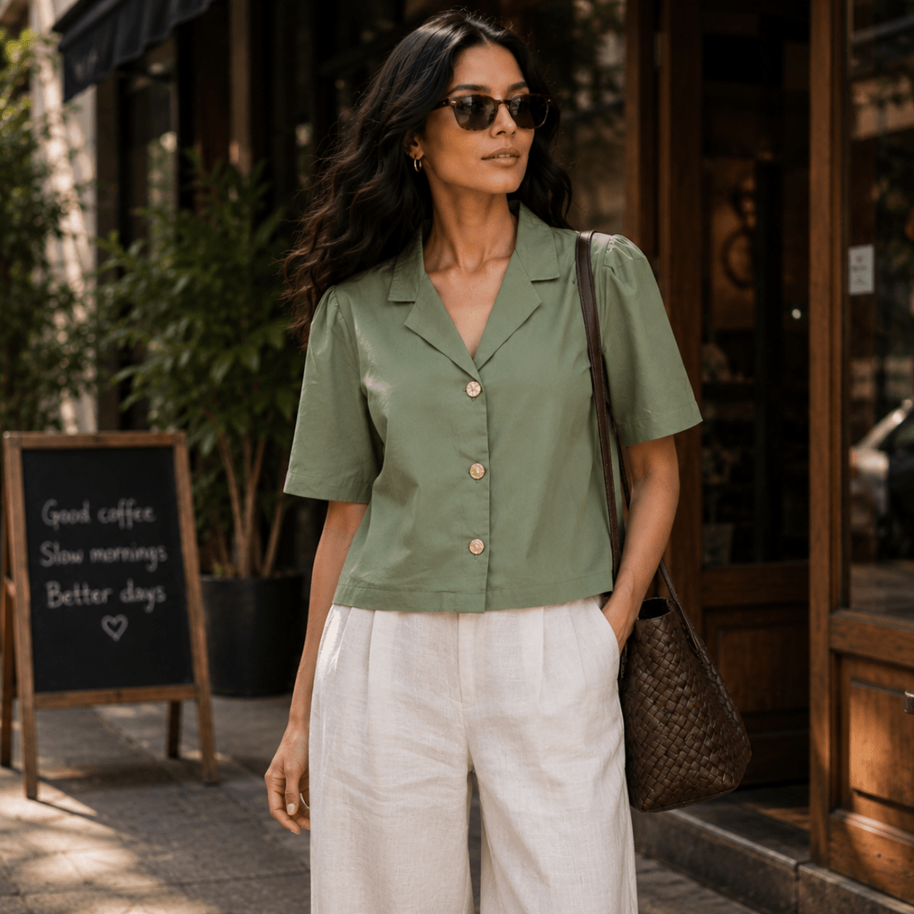 Mistletoe | Hemp Cotton Sustainable Box Shirt | Women – Womens Shirt on Brown Living™. SKU: Mistletoe-XS. Img 7.