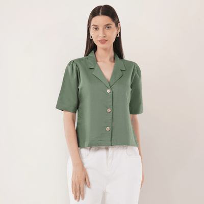 Mistletoe | Hemp Cotton Sustainable Box Shirt | Women – Womens Shirt on Brown Living™. SKU: Mistletoe-XS. Img 5.