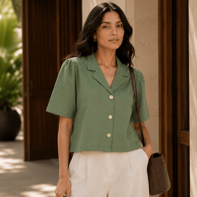 Mistletoe | Hemp Cotton Sustainable Box Shirt | Women – Womens Shirt on Brown Living™. SKU: Mistletoe-XS. Img 6.
