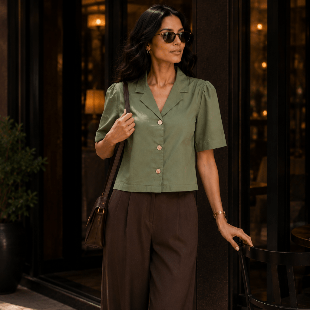 Mistletoe | Hemp Cotton Sustainable Box Shirt | Women – Womens Shirt on Brown Living™. SKU: Mistletoe-XS. Img 8.
