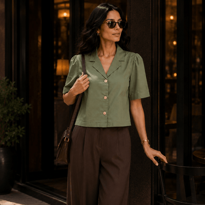 Mistletoe | Hemp Cotton Sustainable Box Shirt | Women – Womens Shirt on Brown Living™. SKU: Mistletoe-XS. Img 8.