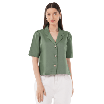 Mistletoe | Hemp Cotton Sustainable Box Shirt | Women – Womens Shirt on Brown Living™. SKU: Mistletoe-XS. Img 1.