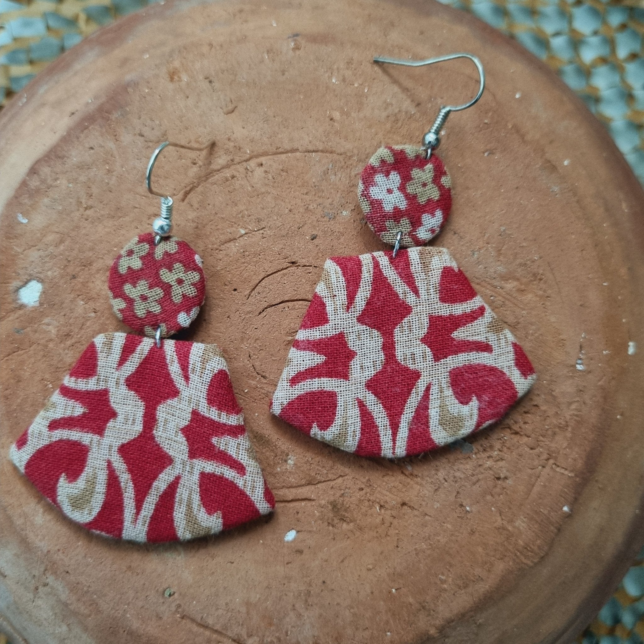 Mithla - Upcycled Fabric Earrings | Handcrafted by Artisans | Verified Sustainable by Brown Living™