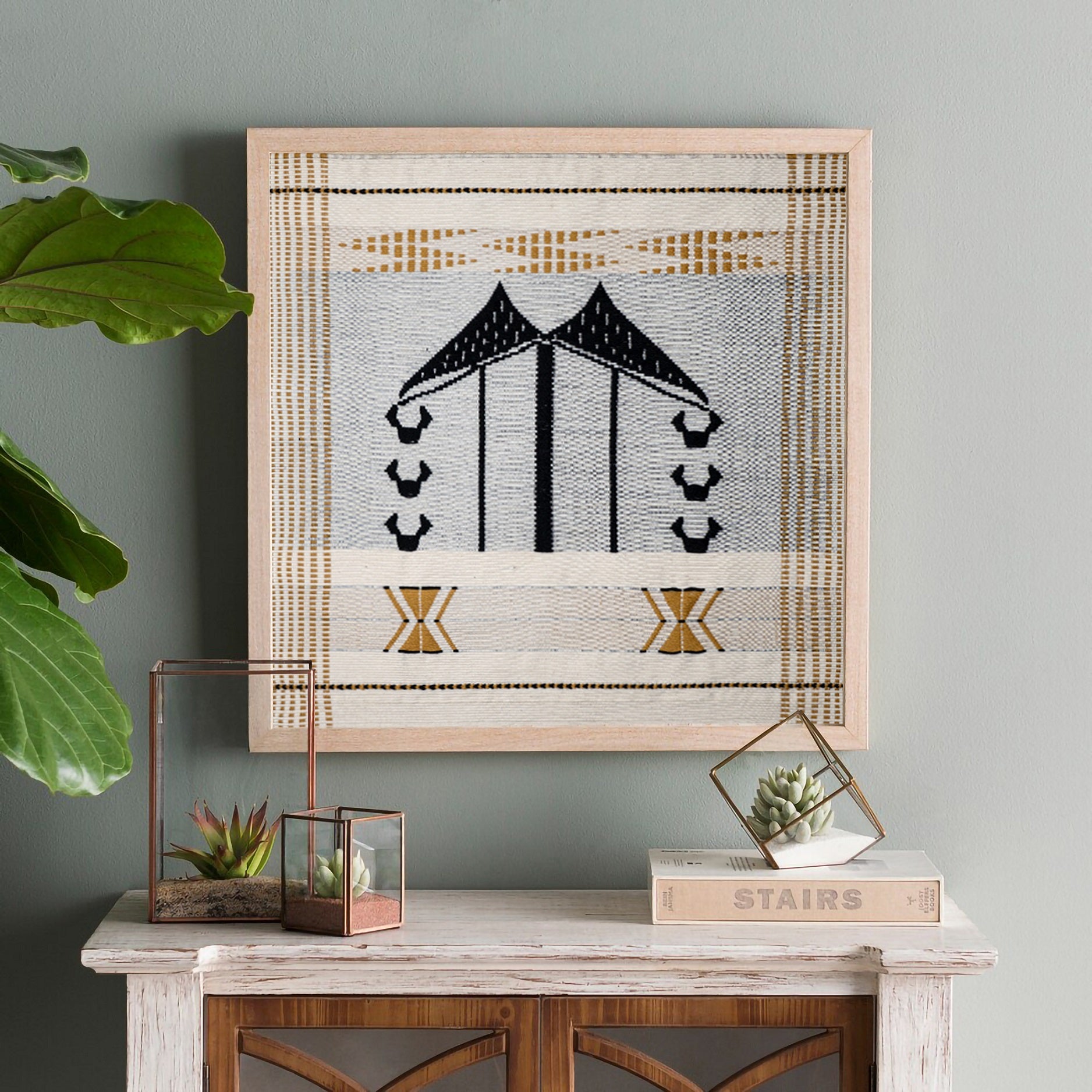 Mithun Fabric Wall Art –15 x 17 Inch | Handcrafted Textile | Unframed – Wall Decor on Brown Living™. SKU: UD00000208. Img 1.