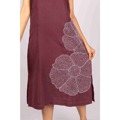 Mitti Dress With Kantha Work For Women – Womens Dress on Brown Living™. SKU: HD1018BlackXS. Img 5.