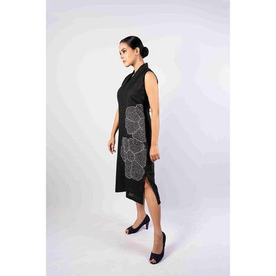 Mitti Dress With Kantha Work For Women – Womens Dress on Brown Living™. SKU: HD1027WineXS. Img 9.