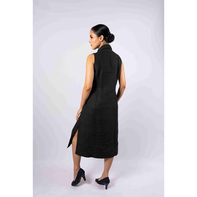 Mitti Dress With Kantha Work For Women – Womens Dress on Brown Living™. SKU: HD1027WineXS. Img 10.