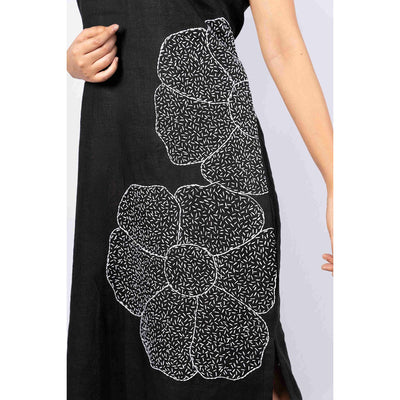 Mitti Dress With Kantha Work For Women – Womens Dress on Brown Living™. SKU: HD1027WineXS. Img 8.