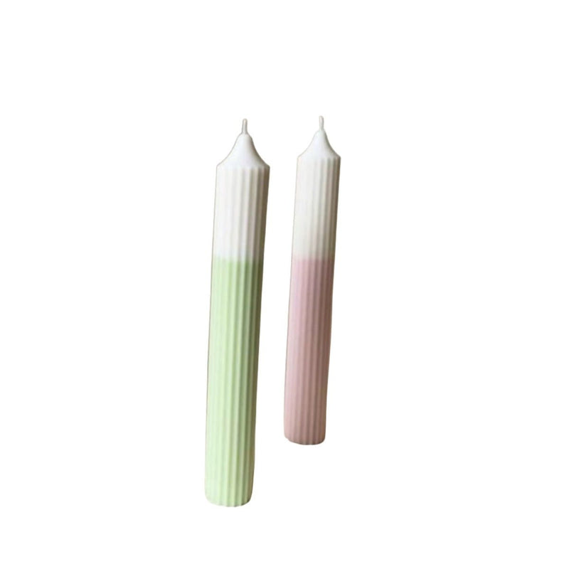 Mix and Match Pillar Candles - Large - Green Pink - Set of 2 | Verified Sustainable by Brown Living™