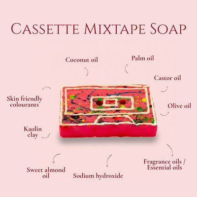 Mix Tape Soap - Retro Themed Handmade Bath Soap – Body Soap on Brown Living™. SKU: SS-32. Img 2.