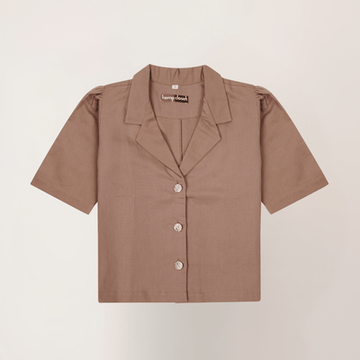 Mocha Latte | Hemp Cotton Sustainable Box Shirt | Women – Womens Shirt on Brown Living™. SKU: MochaLatte-XS. Img 3.