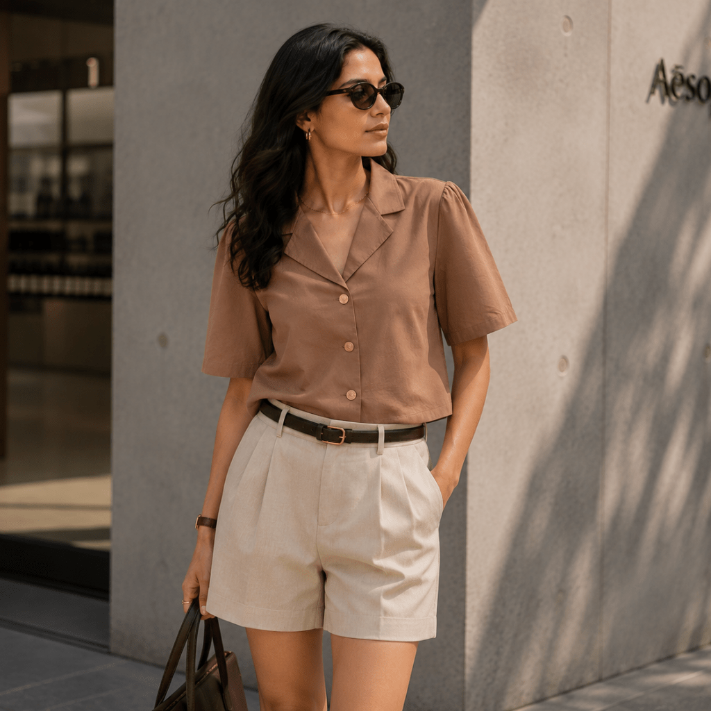 Mocha Latte | Hemp Cotton Sustainable Box Shirt | Women – Womens Shirt on Brown Living™. SKU: MochaLatte-XS. Img 7.