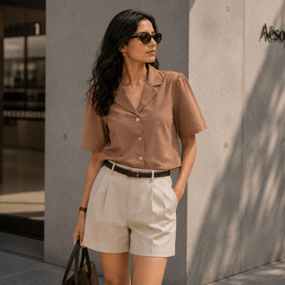 Mocha Latte | Hemp Cotton Sustainable Box Shirt | Women – Womens Shirt on Brown Living™. SKU: MochaLatte-XS. Img 7.