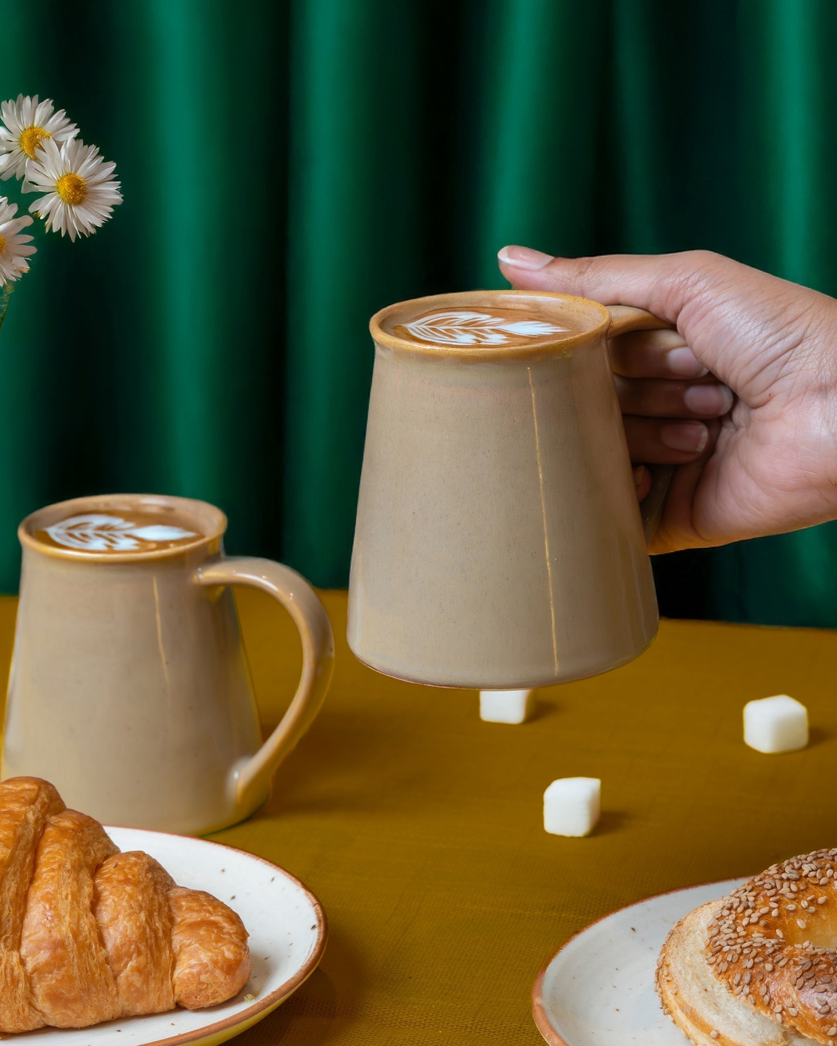 Mocha Melt Ceramic Mug Set of 2 | Handmade Coffee & Tea Mugs – Cups & Saucers on Brown Living™. SKU: MS-DRK-0027-MUG. Img 2.