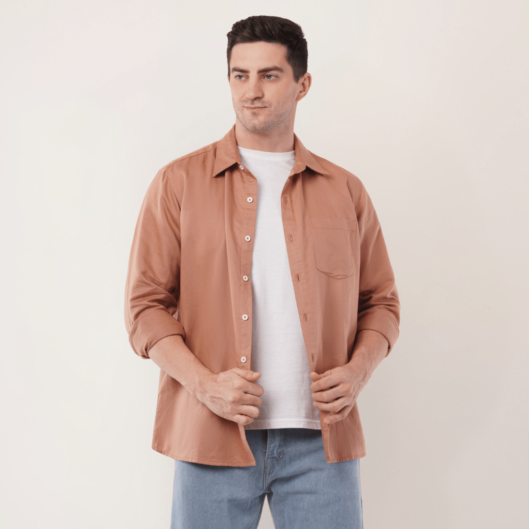 Mocha Mousse | Hemp Cotton Sustainable Shirt | Men – Men Shirt on Brown Living™. SKU: MochaMousse-S. Img 5.