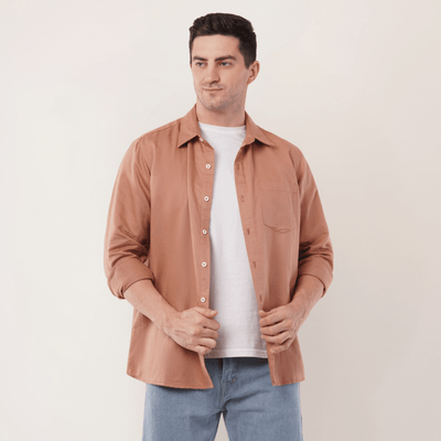 Mocha Mousse | Hemp Cotton Sustainable Shirt | Men – Men Shirt on Brown Living™. SKU: MochaMousse-S. Img 5.