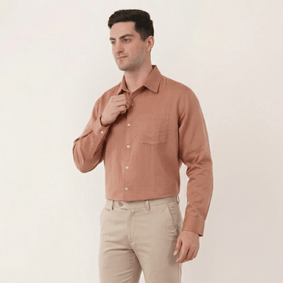 Mocha Mousse | Hemp Cotton Sustainable Shirt | Men – Men Shirt on Brown Living™. SKU: MochaMousse-S. Img 2.