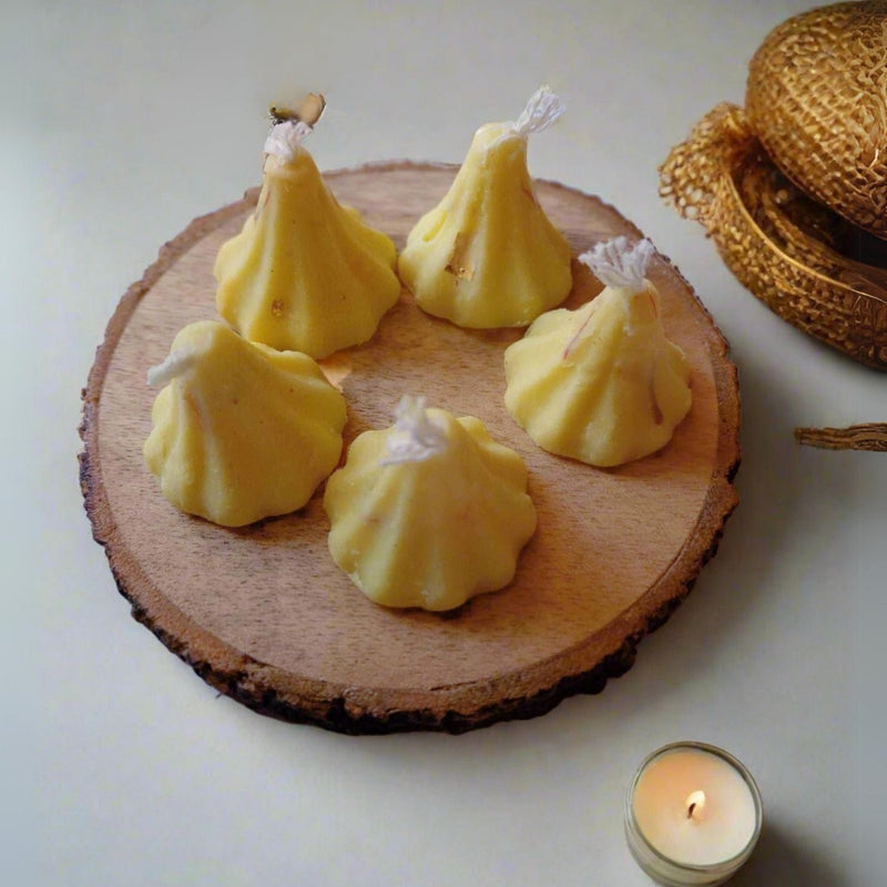 Handmade Modak Sweets Vegan Soy Wax Aroma Candle Set of 4 | Verified Sustainable by Brown Living™