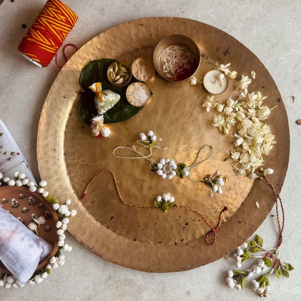 Mogra Ki Kali - Set of 3 - Plantable Rakhi + Lumba for Bhabhi + Handtie | Verified Sustainable by Brown Living™