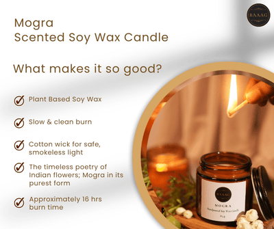 Mogra Scented Soy Wax Candle – Natural & Eco - Friendly – Candles & Fragrances on Brown Living™. SKU: BGSC000007. Img 2.