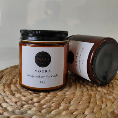 Mogra Scented Soy Wax Candle – Natural & Eco - Friendly – Candles & Fragrances on Brown Living™. SKU: BGSC000007. Img 4.