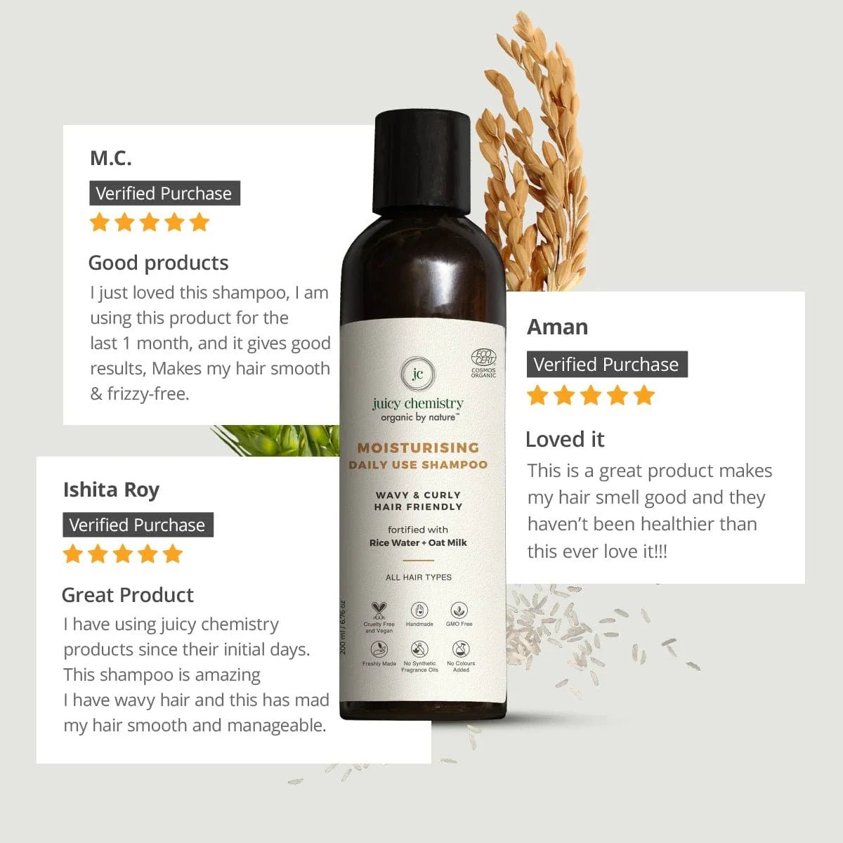 Moisturising Rice Water & Oat Milk Daily Shampoo - 200 ml | Verified Sustainable by Brown Living™