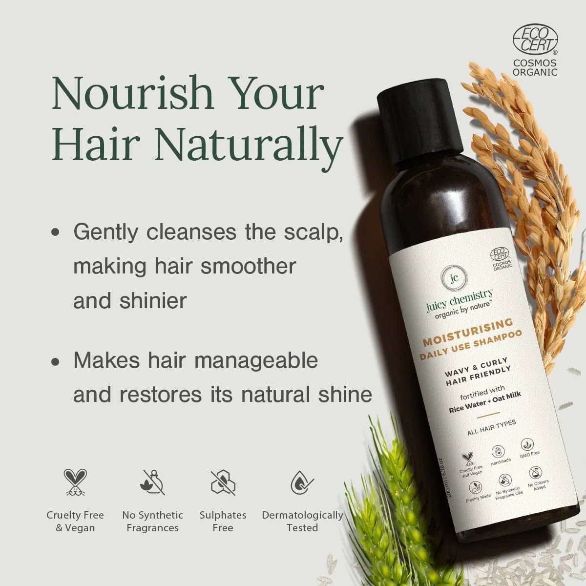 Moisturising Rice Water & Oat Milk Daily Shampoo - 200 ml | Verified Sustainable by Brown Living™