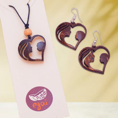 Mom With Baby Pendant And Earring Set Motherhood Jewellery – Womens Jewelry Sets on Brown Living™. SKU: EAR-MAD-032. Img 1.