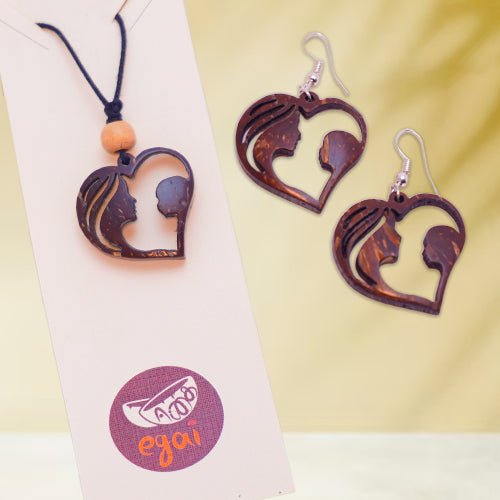 Mom With Baby Pendant And Earring Set Motherhood Jewellery – Womens Jewelry Sets on Brown Living™. SKU: EAR-MAD-032. Img 1.