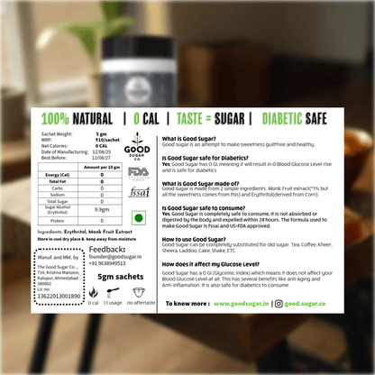 Monk Fruit Sachets | Natural Zero - Calorie Sweetener – Sweets on Brown Living™. SKU: TGS_MFS_S30. Img 3.