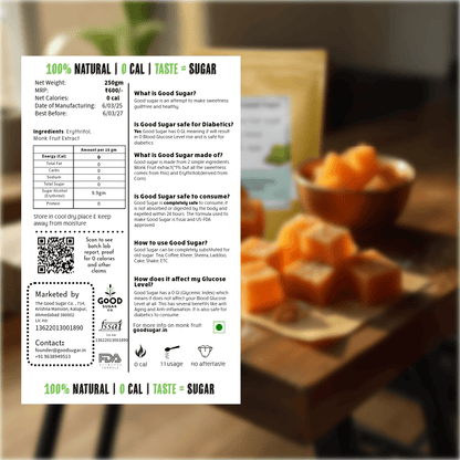 Monk Fruit Sugar | Natural Zero - Calorie Sweetener – Cooking & Baking Supplies on Brown Living™. SKU: TGS_MFS_001. Img 3.