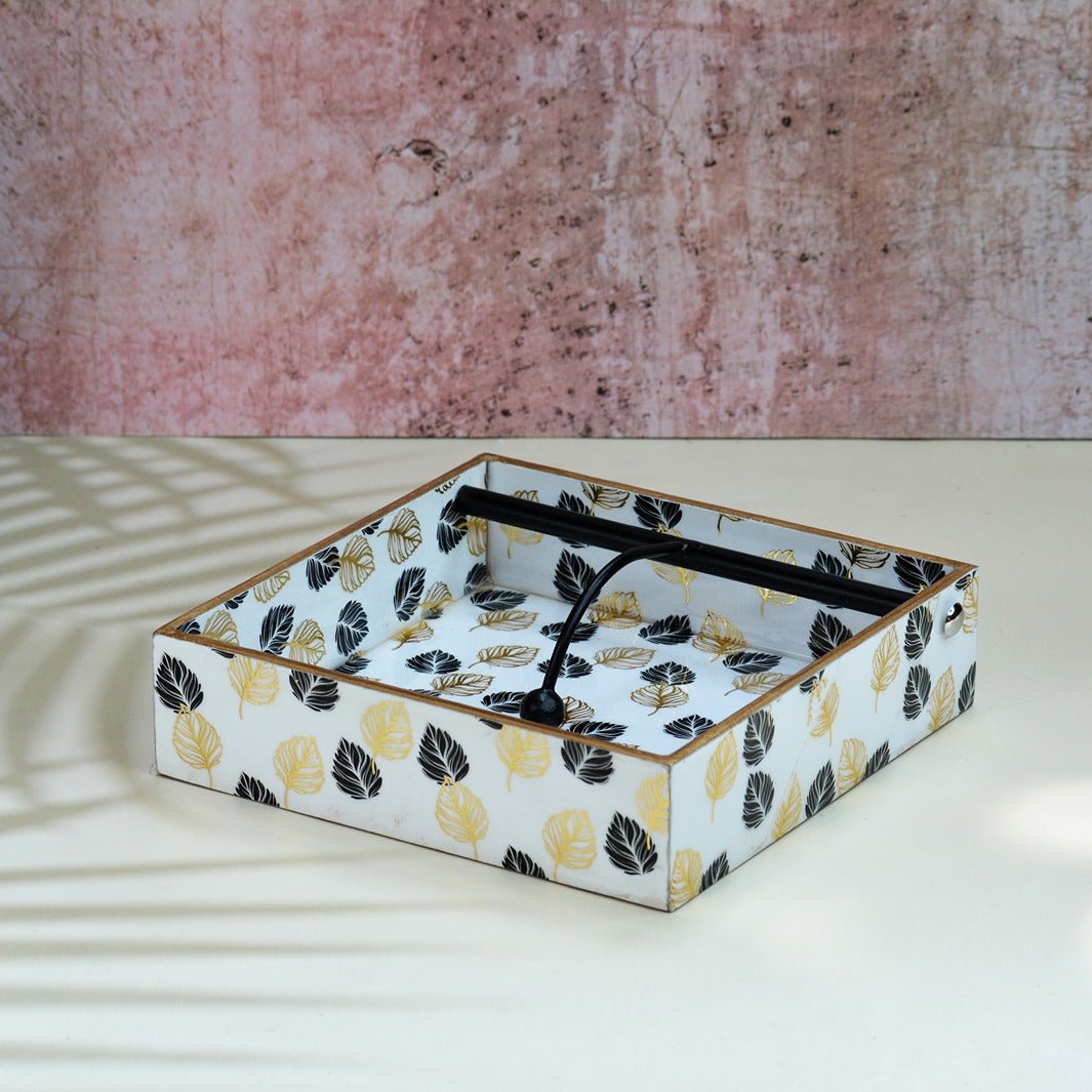 Monochrome Gold Foil MDF Tissue Holder | Verified Sustainable by Brown Living™