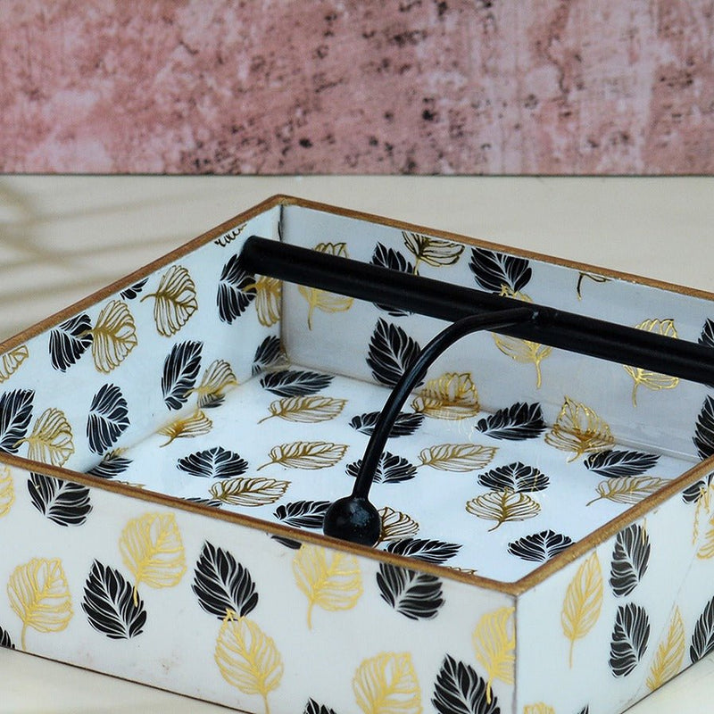 Monochrome Gold Foil MDF Tissue Holder | Verified Sustainable Home Decor on Brown Living™